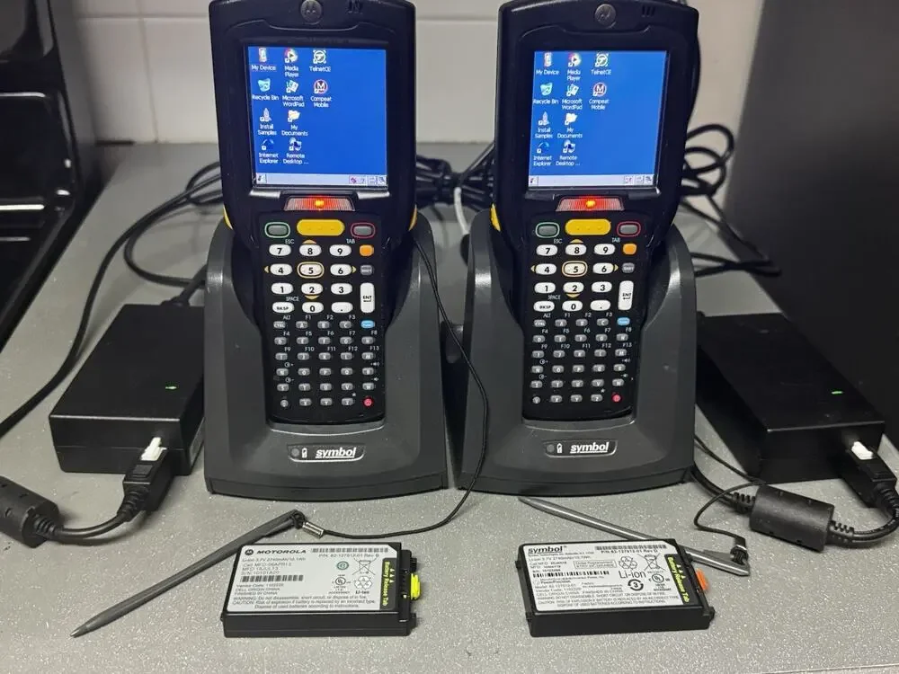 Motorola MC3190 Barcode Scanners Lot of 2 w/ Cradles, Stylus, Batteries & Cables